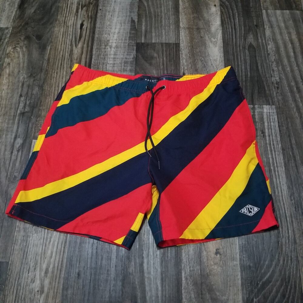 Pacsun Swim Shorts Men Large Board Short Color Block Print Mesh lined
